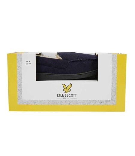 Mens Aspen Faux Suede Moccasin Slippers Navy Lyle & Scott