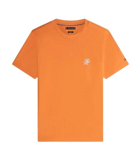 Mens Script Logo Regular T-shirt Brilliant Orange Tommy Hilfiger