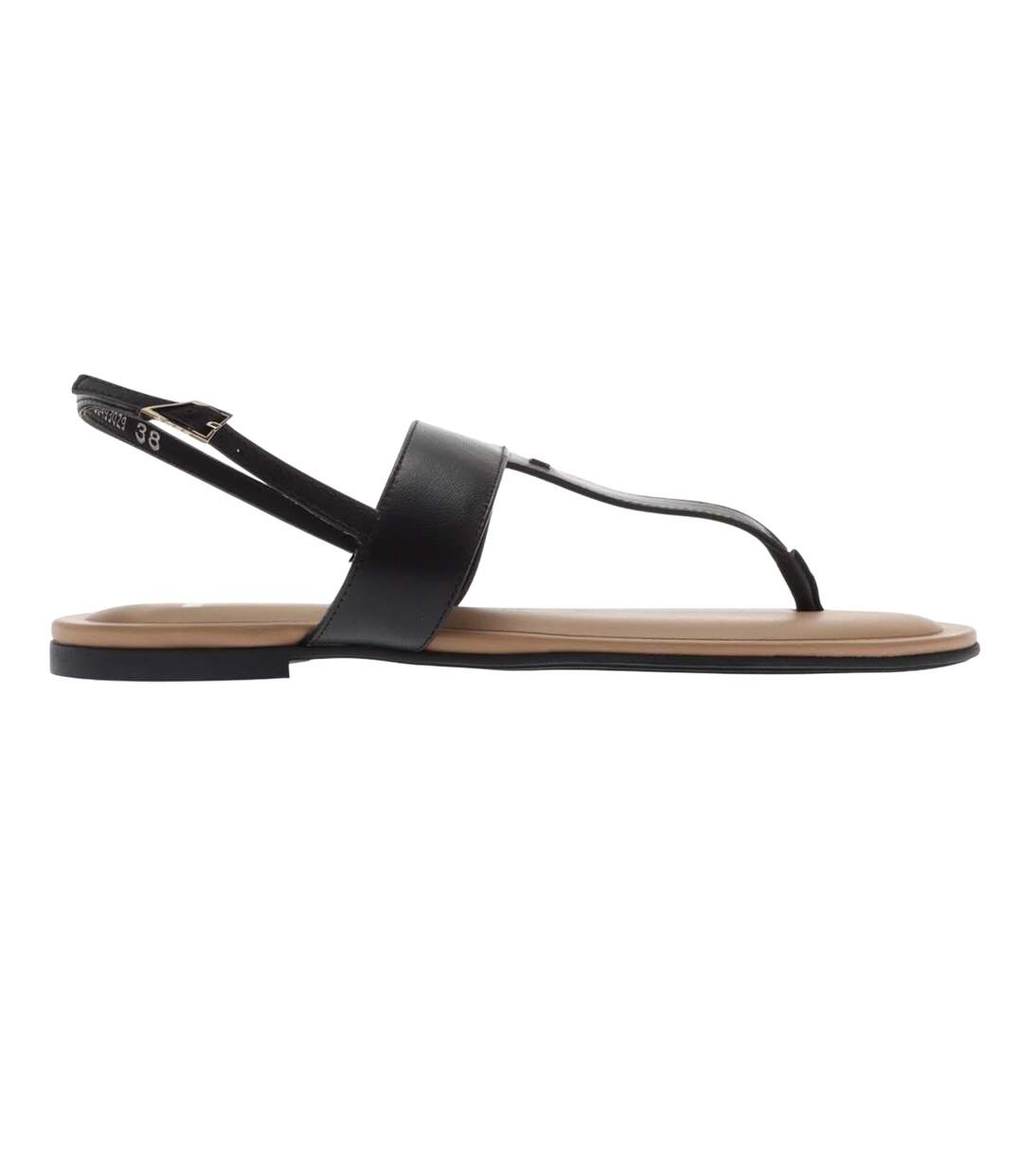 Womens/ladies Jo Nappa Leather Thong Strap Flat Sandals Black Boss-4