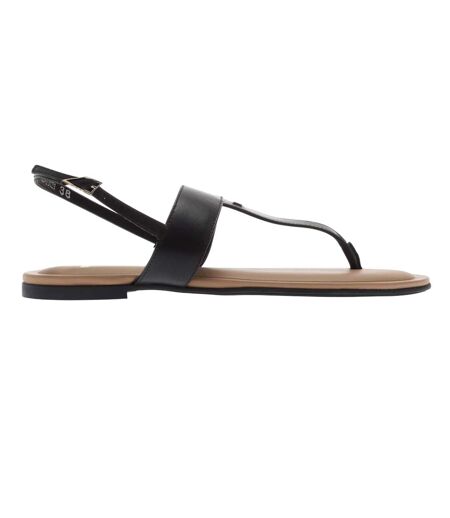 Womens/ladies Jo Nappa Leather Thong Strap Flat Sandals Black Boss