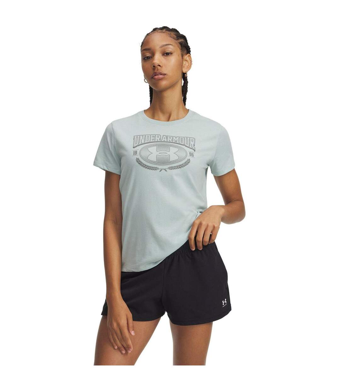 T-shirt Motif/style Universitaire Femme Bleu Vert Under Armour-1