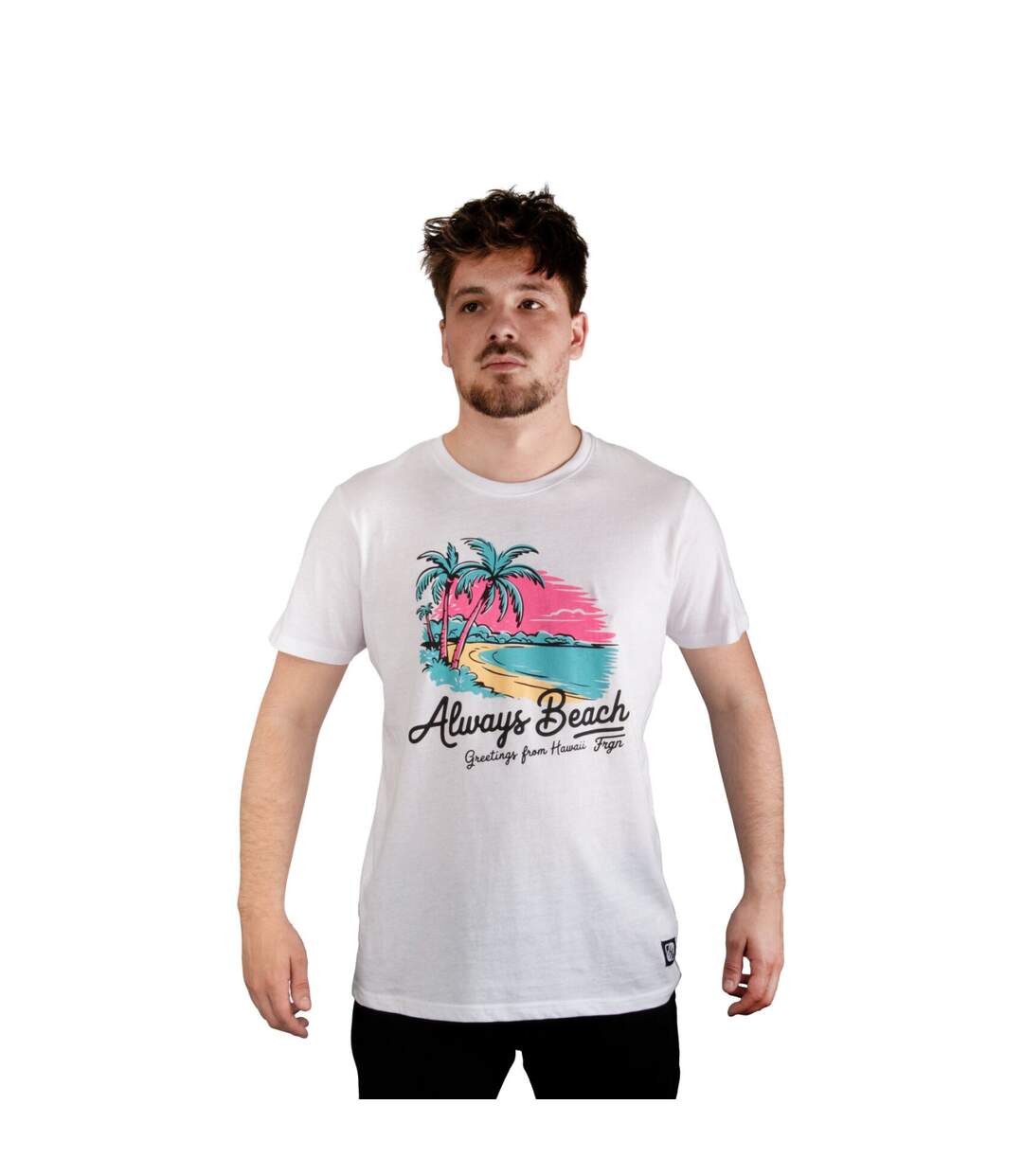 T-shirt homme en jersey 140GSM imprimé devant Hawaii Freegun-1