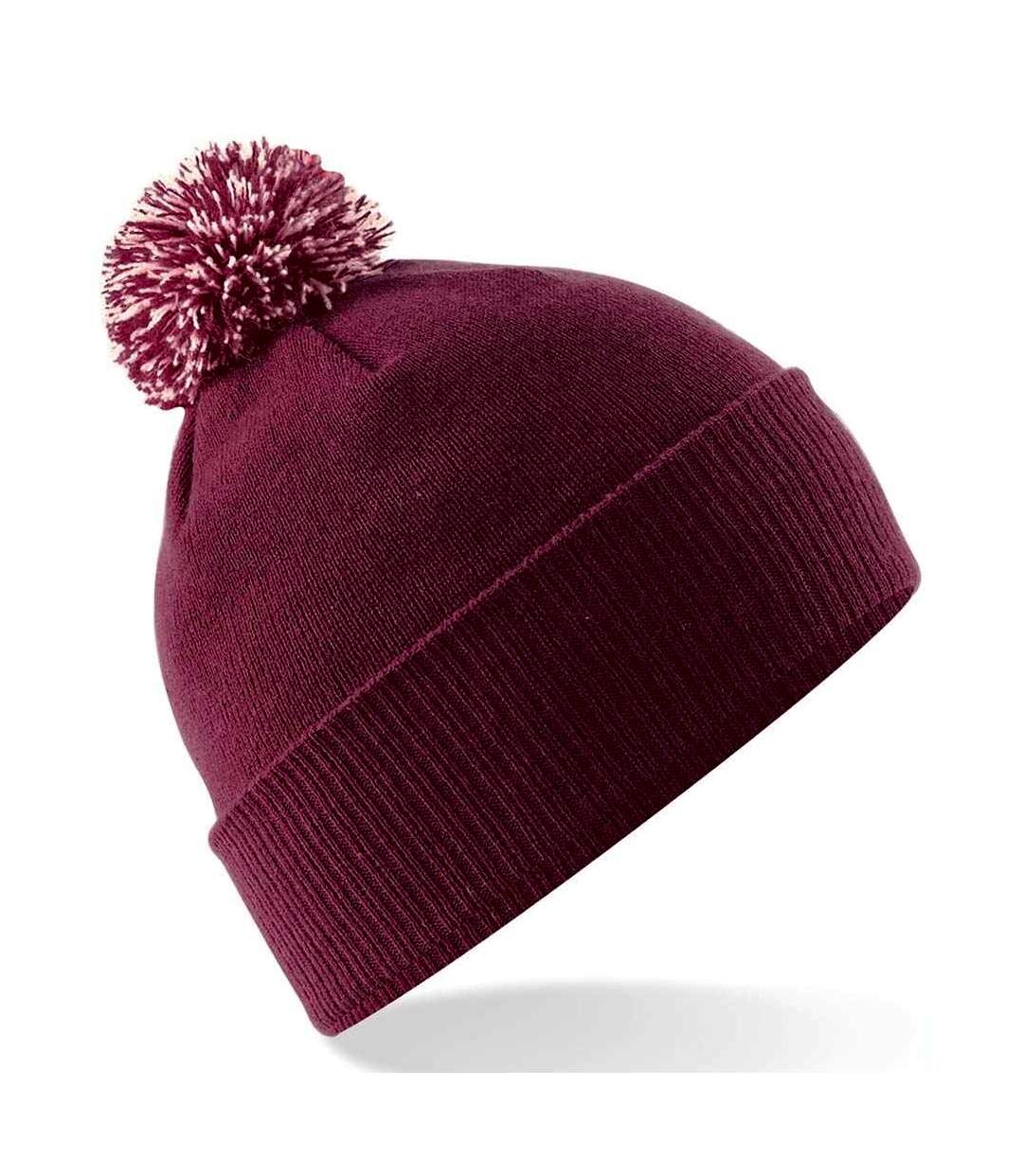 Bonnet snowstar adulte bordeaux / blanc cassé Beechfield