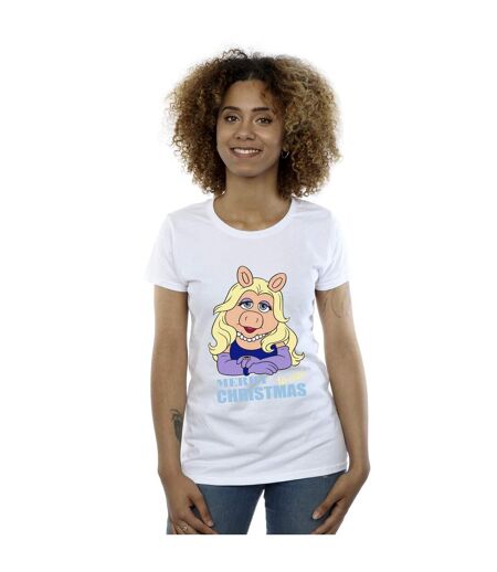 Disney Womens/Ladies Muppets Miss Piggy Queen of Holidays - T-shirt en coton (Blanc) - UTBI35189