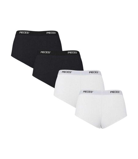 Pack Of 4  Womens/ladies Plain Hipster Briefs  Black White Pieces