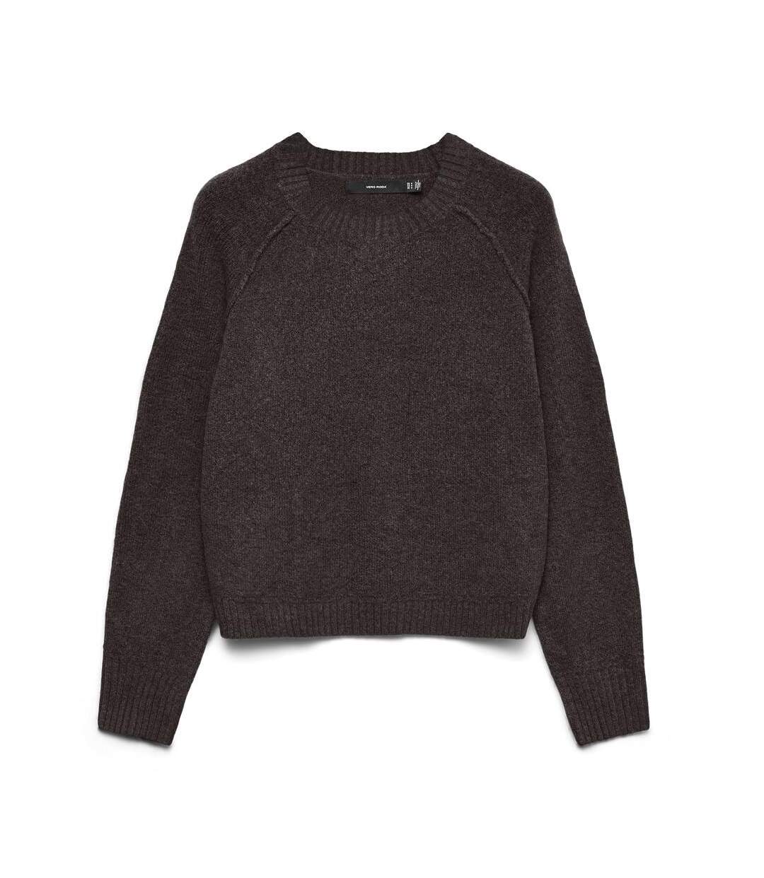 Pull marron foncé femme vero moda maquarius raglan-1