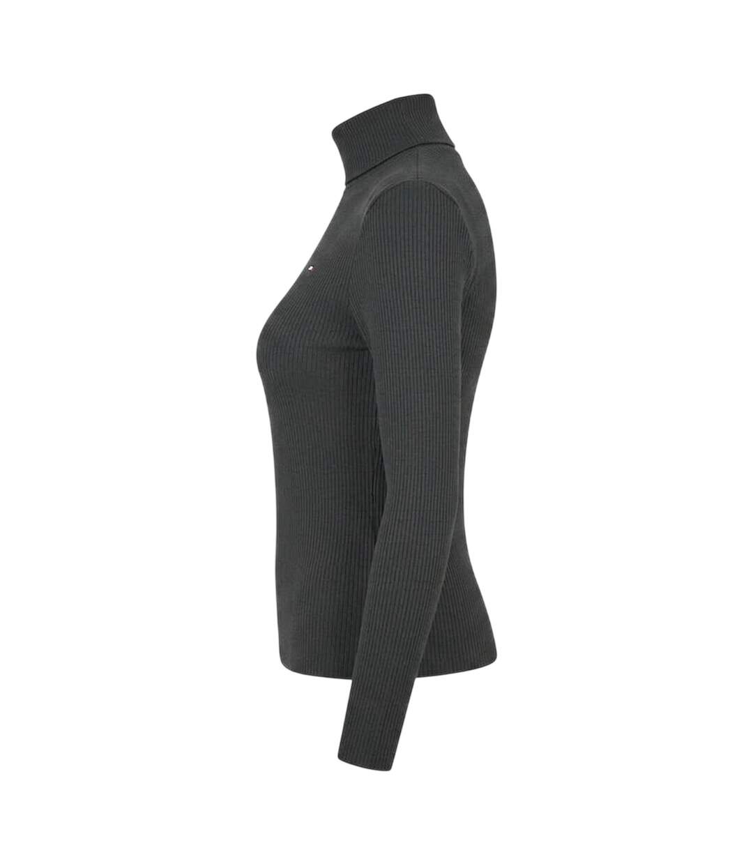 Womens/ladies Roll Neck Slim Long-sleeved Top Black Tommy Hilfiger-4