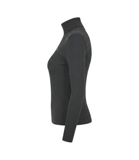 Womens/ladies Roll Neck Slim Long-sleeved Top Black Tommy Hilfiger