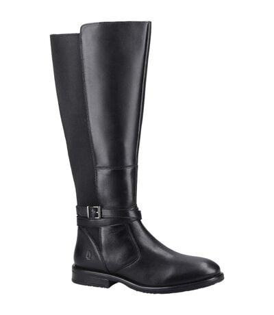 Womens/ladies Victoria Leather Long Boots Black Hush Puppies