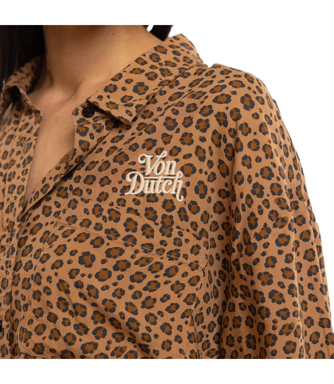 Chemise femme manches courtes fluide allover avec broderie Bestial Vondutch-2