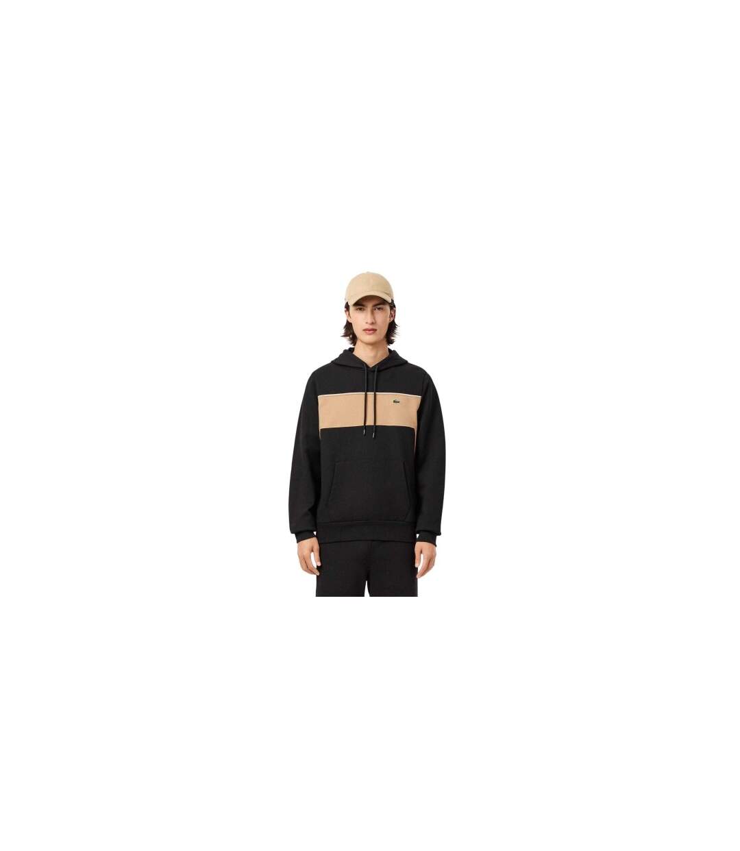 Sweat À Capuche Motif/style Blocs De Couleurs Homme Noir Lacoste-1