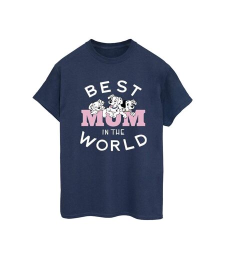 Disney Womens/Ladies 101 Dalmatians Best Mum In The World Cotton Boyfriend T-Shirt (Bleu marine) - UTBI26067