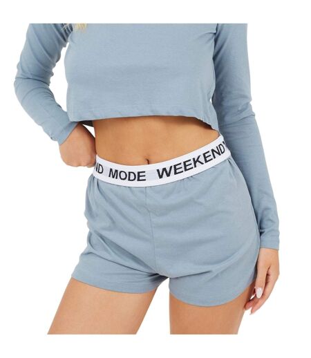 Ensemble De Vêtements De Détente Motif/style Uni Weekend Mode Femme Bleu Ardoise Clair Brave Soul