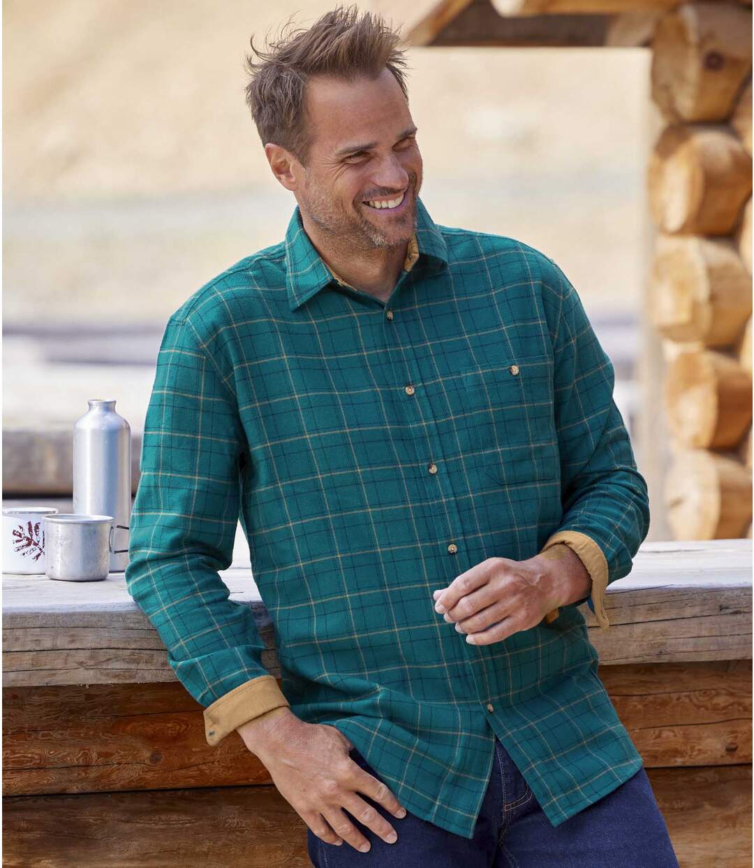 Men's Turquoise Checked Flannel Shirt Atlas For Men