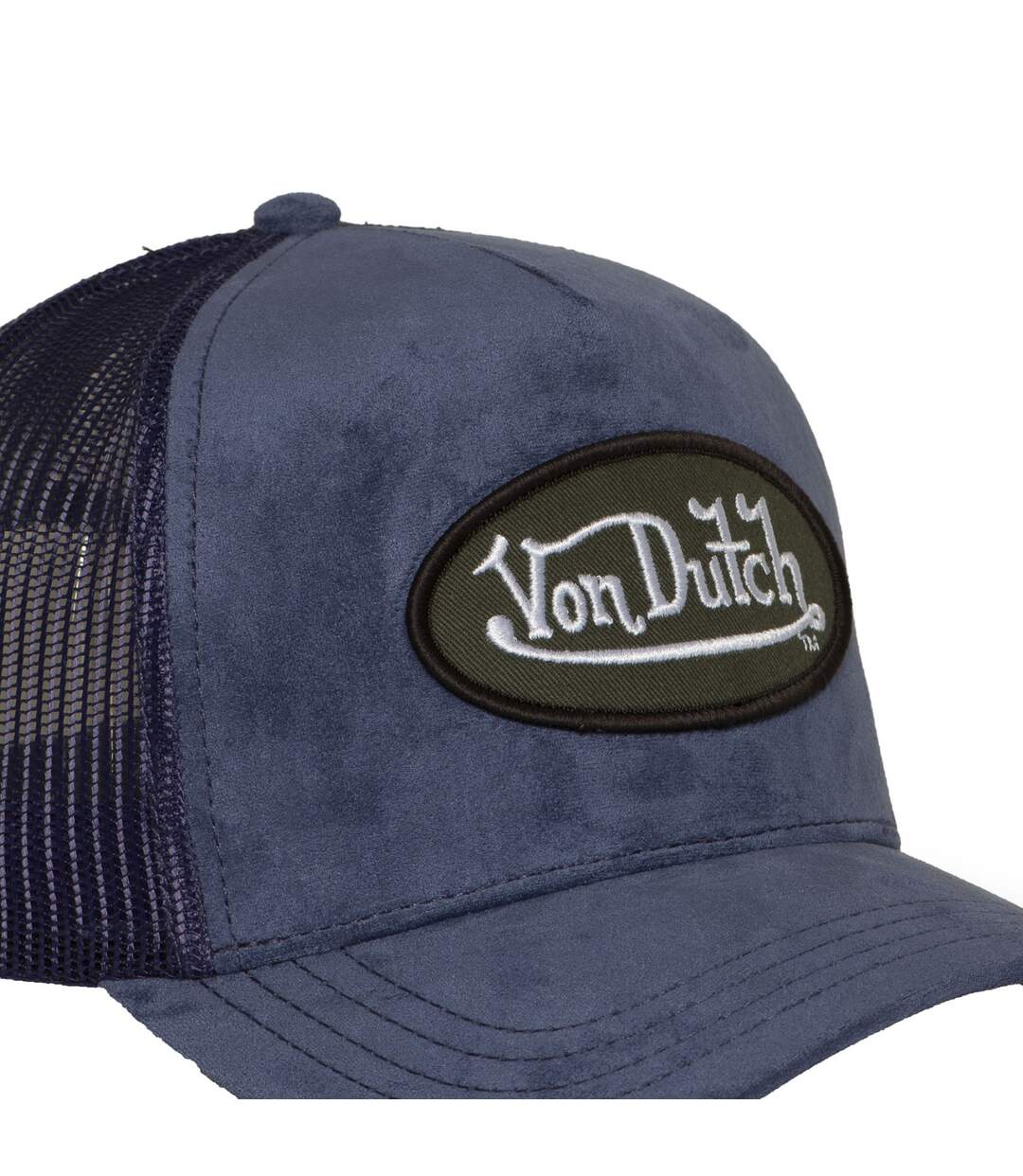 Casquette trucker en suédine avec filet et écusson fourrure Fur Vondutch-3