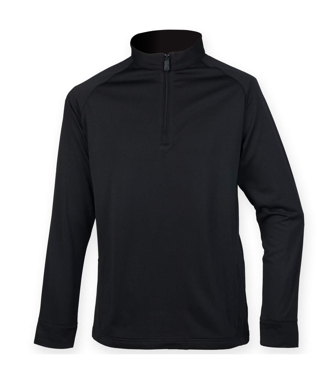 Mens zip neck top black Henbury