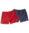 Pack of 2 Men's Summer Shorts - Navy Red Atlas For Men