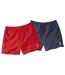 Pack of 2 Men's Summer Shorts - Navy Red