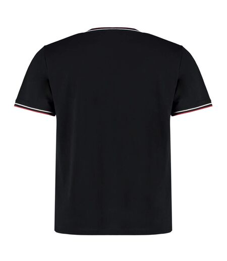 Kustom Kit Mens Fashion Fit Tipped T-Shirt (Black/White/Red)
