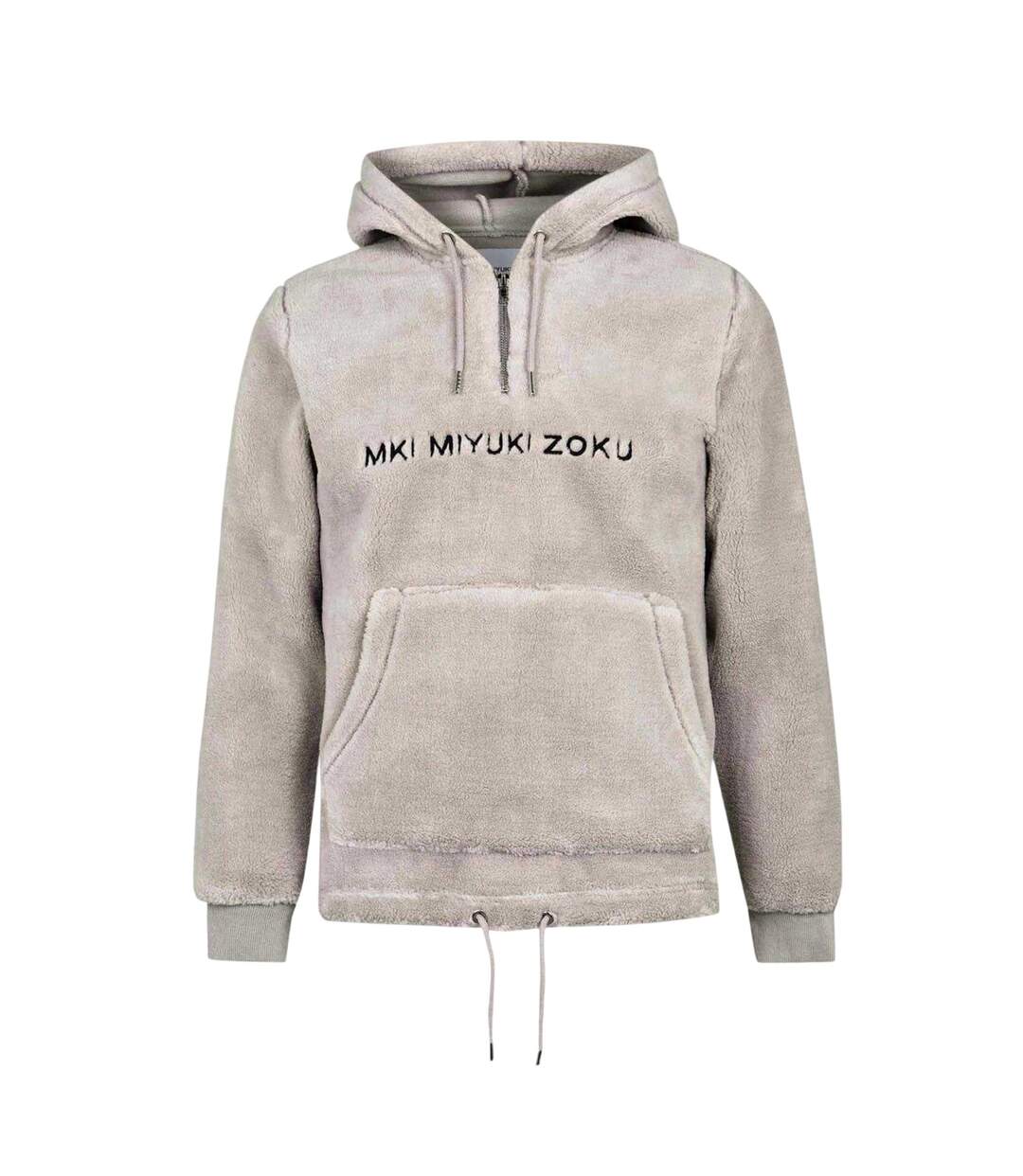 Mens Logo Sherpa Quarter Zip Hoodie Grey MKI MIYUKI ZOKU-2