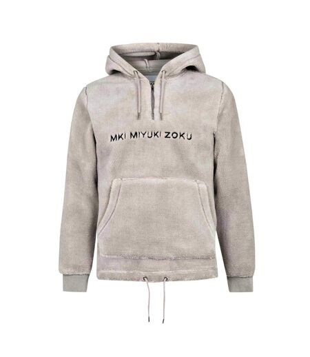 Mens Logo Sherpa Quarter Zip Hoodie Grey MKI MIYUKI ZOKU