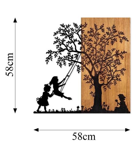 Décoration murale en bois et métal Walnut Arbre et enfants