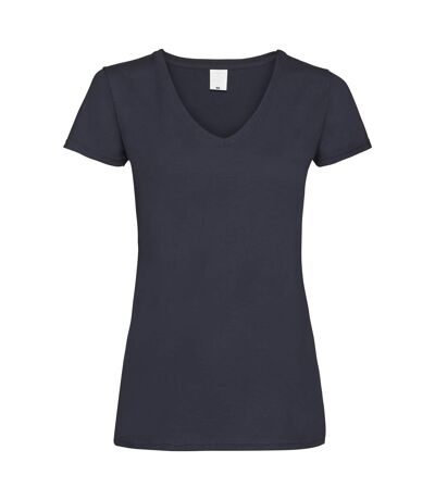 Womens/Ladies Value Fitted V-Neck Short Sleeve Casual T-Shirt (Midnight Blue) - UTBC3905