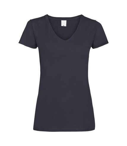 T-shirt à col V et manches courtes - Femme (Bleu nuit) - UTBC3905