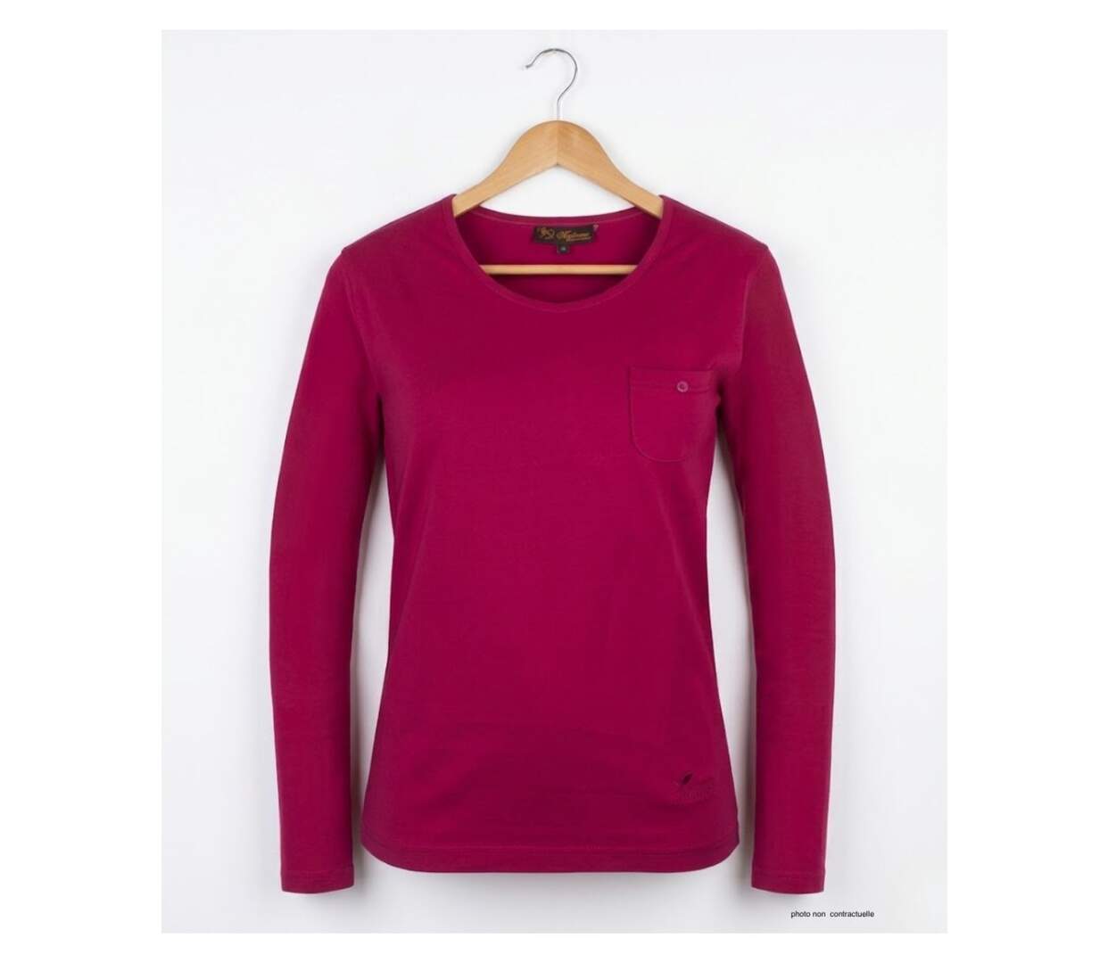 MAYFLOWER NIKITA1 : Tee-shirt manches longues violet Purple en coton avec poche poitrine-2