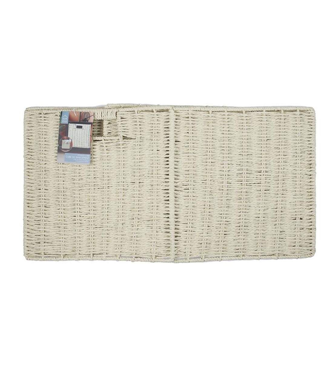 Lot de 4 Cubes de rangement tressés pliables - 30 x 30 cm - Beige-5
