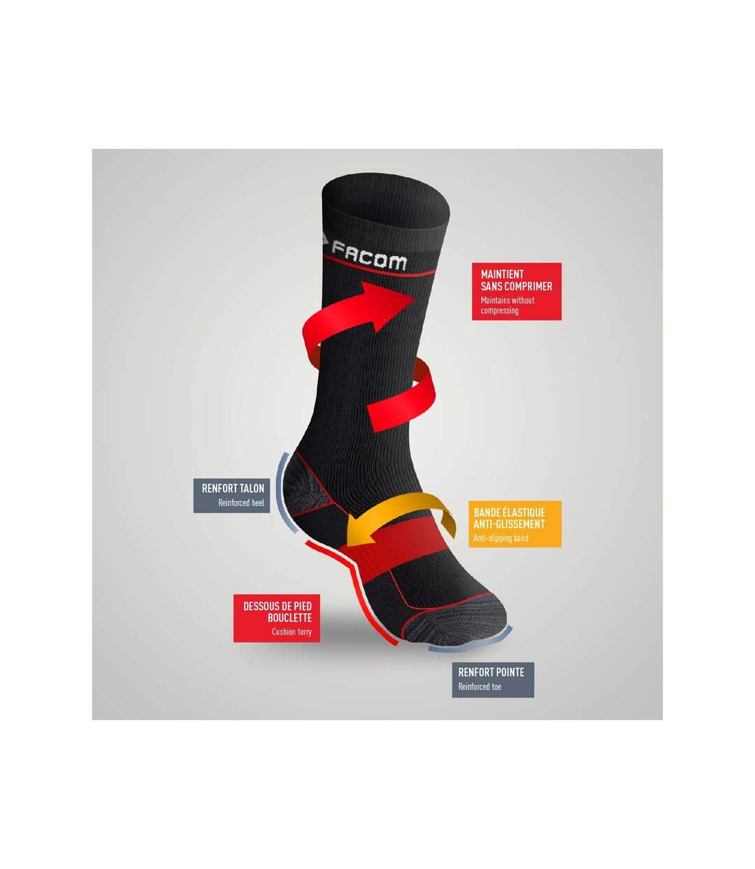 Lot de 4 paires de Chaussettes de travail Crew Saf Facom-2