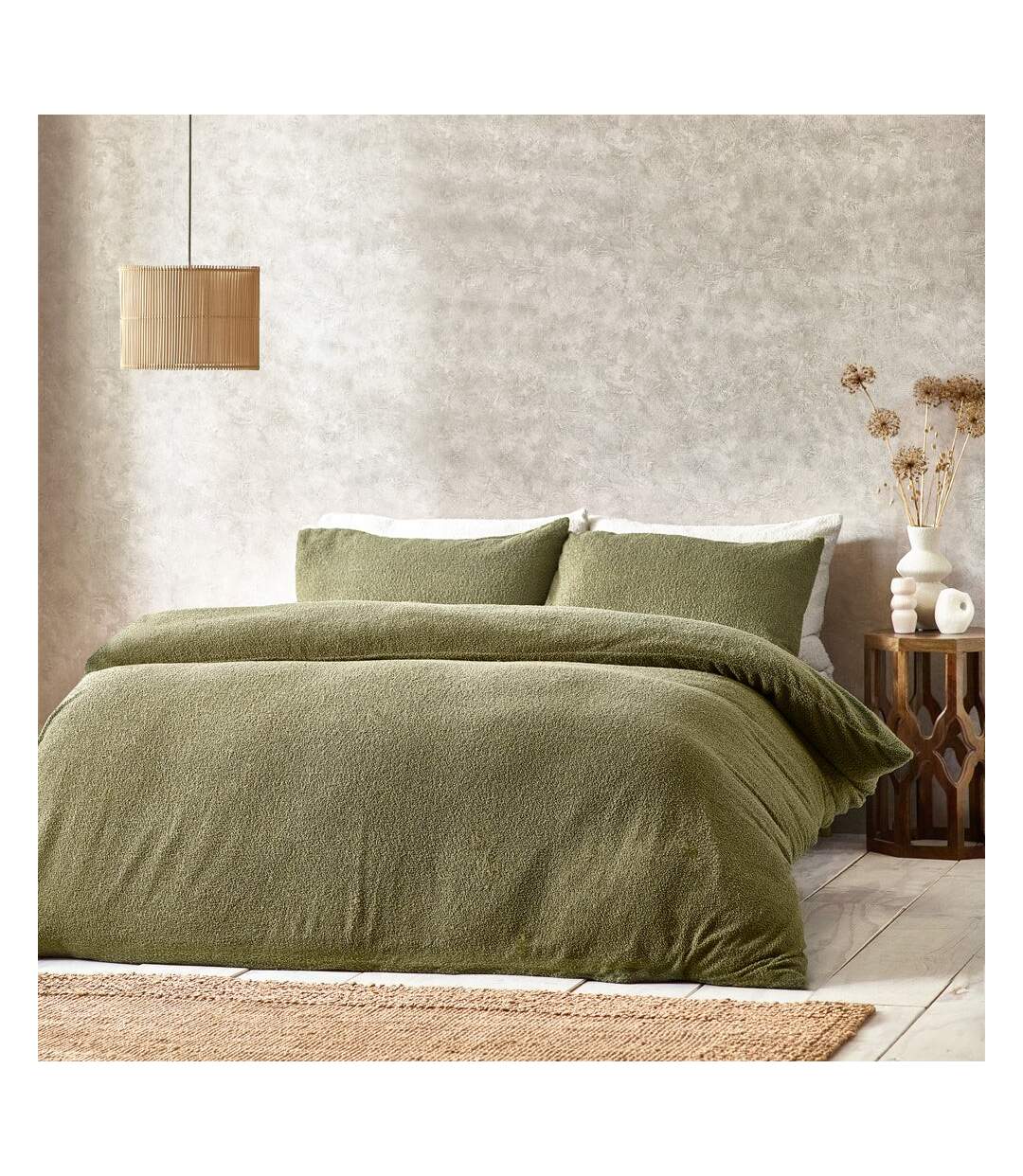 Bouclé textured duvet cover set olive Yard