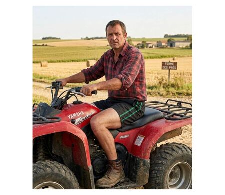 Short homme CHALLENGER 8L noir avec bande verte : le short en coton ultra-confortable spécial moisson