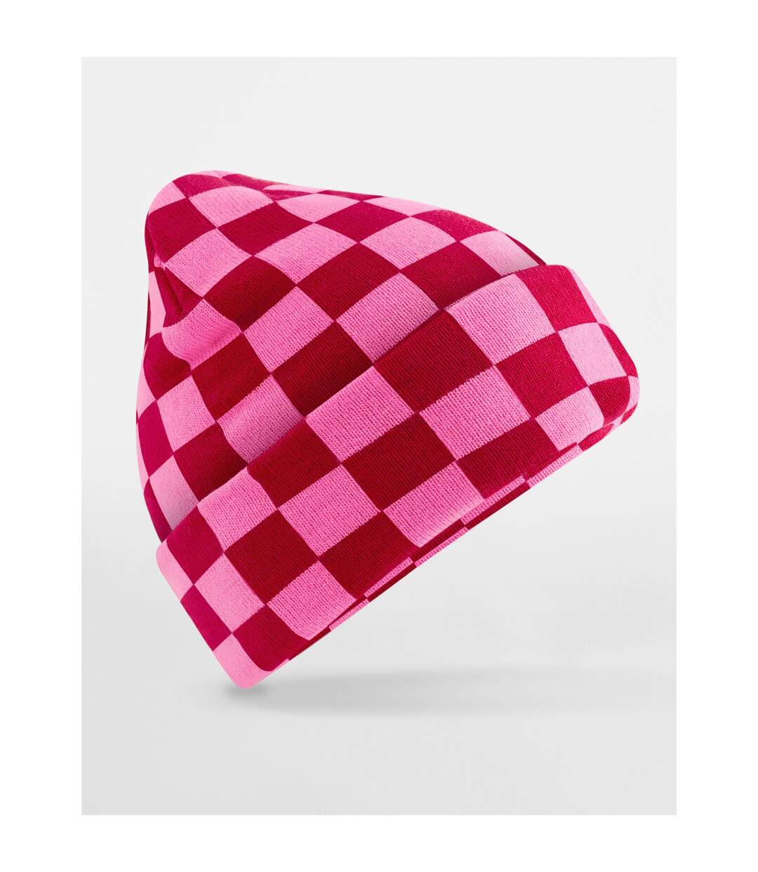 Bonnet Motif/style Damier Adulte Rouge Classique Vrai Rose Beechfield-2