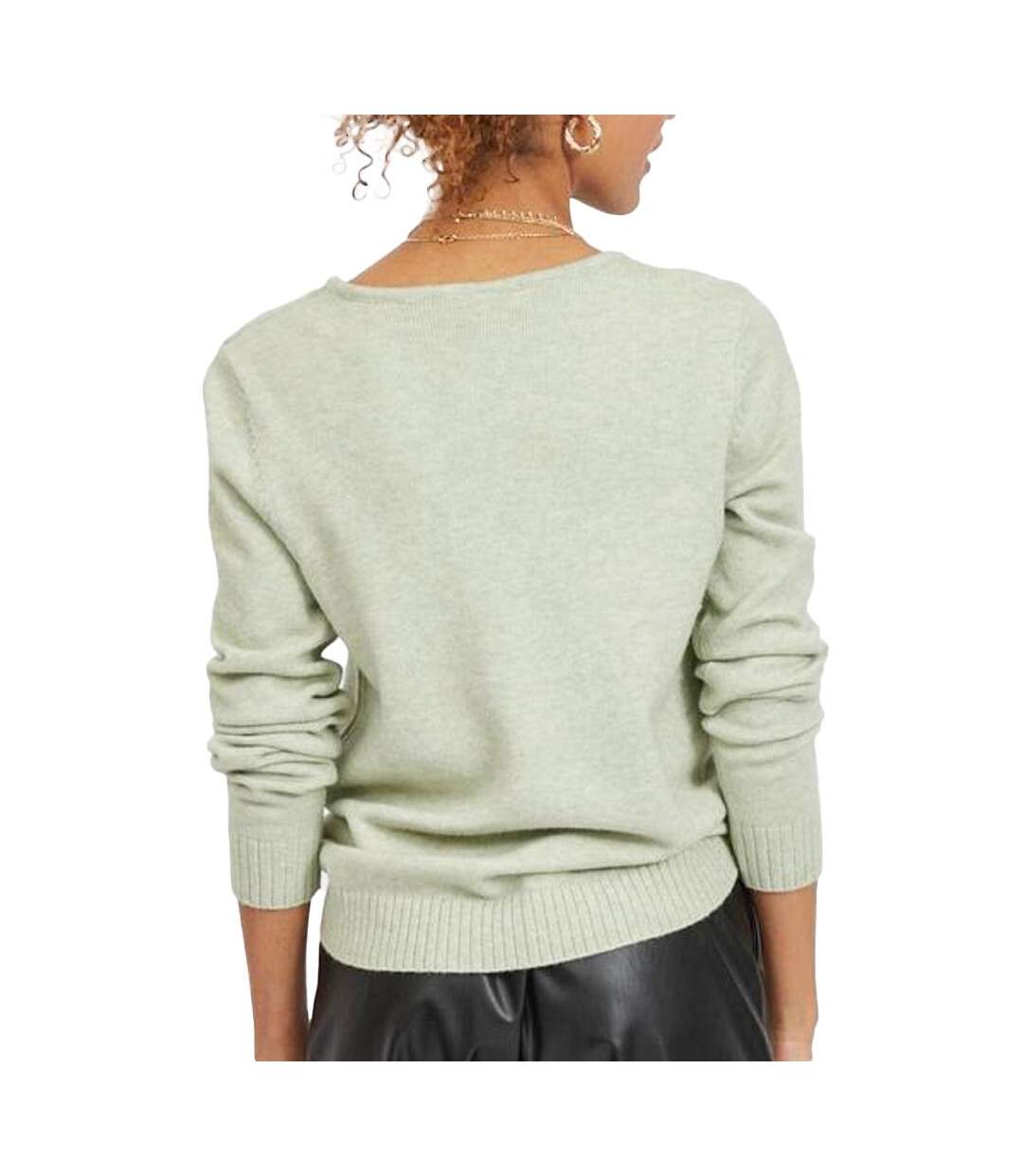 Pull col v vert clair femme vila 69 - l-2