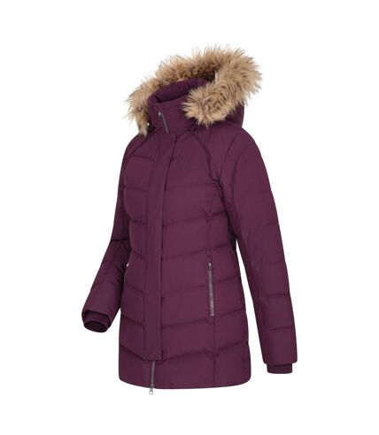 Womens/ladies isla ii long down jacket purple Mountain Warehouse