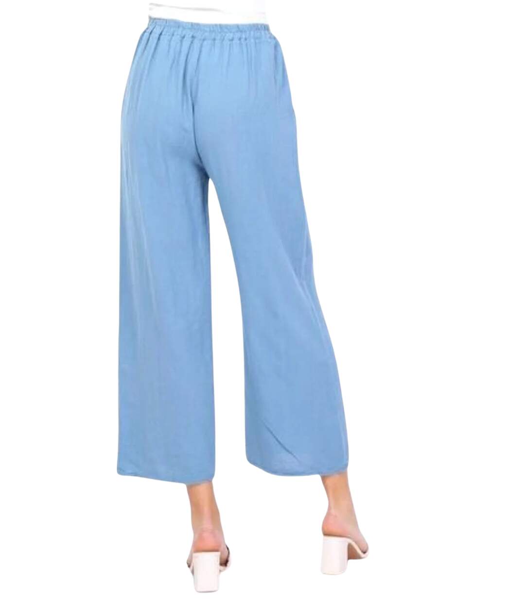 Pantalon femme coupe large de couleur bleu - 100% coton - Style et fonctionnalité-2
