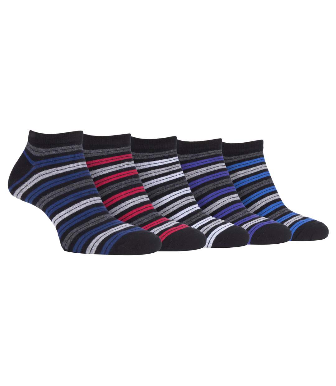 5 Pk Mens Striped Breathable Bamboo Trainer Socks