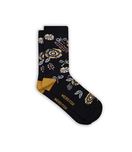 Pack Of 3  Womens/ladies Parade Patterned Socks  Deep Amber Weird Fish