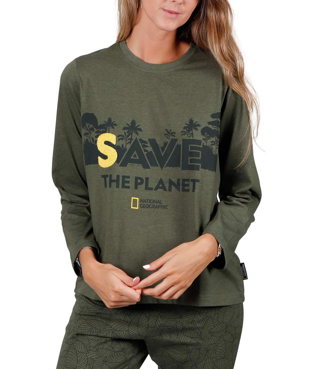 Pyjama tenue d'intérieur pantalon top Save Planet National Geographic Admas-2