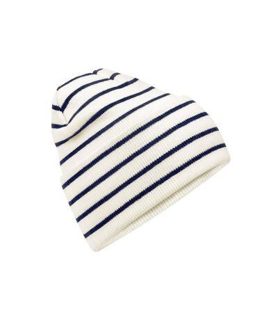 Bonnet original adulte blanc doux / bleu marine Beechfield