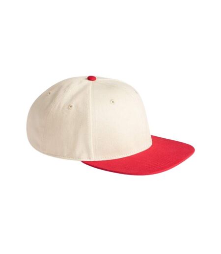 Contrast Flat Peak Baseball Cap Natural Red Beechfield