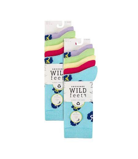 Wildfeet - 10 Paires Femme Chaussettes Bambou Mi-mollet Jacquard Imprimé