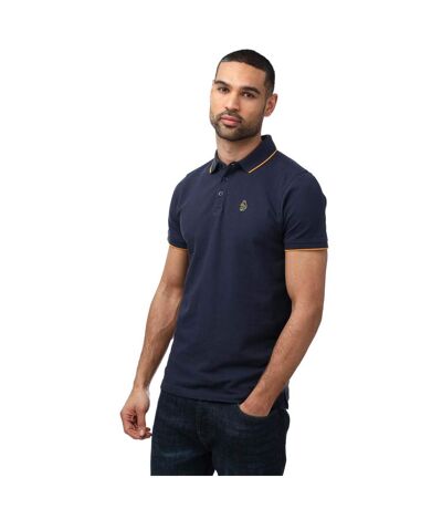 Mens Ricky Gold Detail Tipped Polo Shirt Navy Luke 1977
