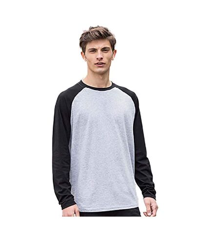 Skinni Fit - T-shirt manches longues - Homme (Gris chiné/noir) - UTRW4742