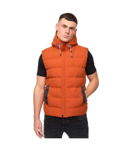 Mens Kampleys Embossed Padded Gilet Burnt Orange Crosshatch