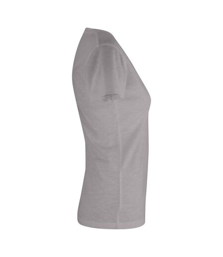 Womens/ladies Slub T-shirt Grey Clique