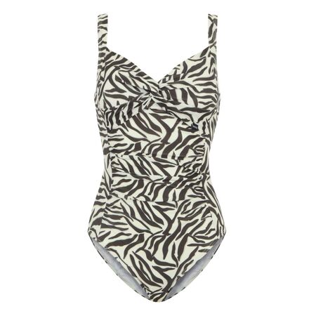 Womens/ladies sakari zebra print tummy control one piece swimsuit tonal grey Regatta