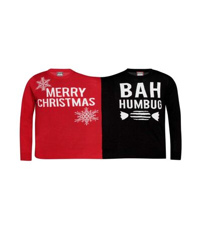 Christmas Shop Twin Christmas Humbug Sweater (Red/Black) - UTRW6448