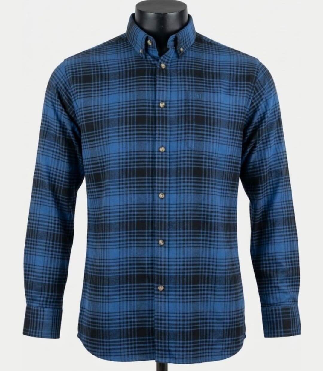 CHALLENGER BACK — Chemise à carreaux manches longues flanelle bleu : le confort chaud et intemporel-5